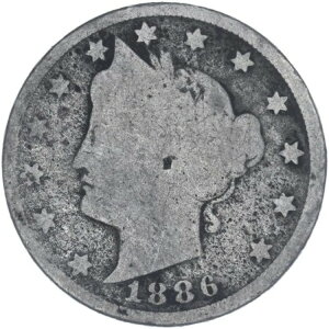 1886年 (P) リバティ V ニッケル 程度良好 AG 写真参照 G812