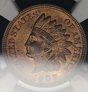 1907�N 1�Z���g �C���f�B�A���w�b�h�Z���g - NGC MS 64 RB C108