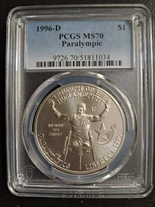 1996-D �I�����s�b�N�E�p�������s�b�N�L�O �V���o�[�h�� PCGS MS70 �u���[���x��