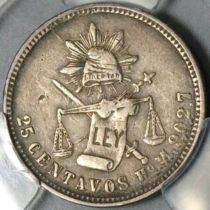1884年-Ho PCGS XF 40 メキシコ 25 センターボ エルモシージョ造幣局銀貨 (22112003C)