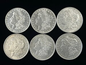 モルガン銀貨6枚セット 3枚- 1921-P、2枚- 1921-D、1枚- 1921-S 2枚(研磨済み)