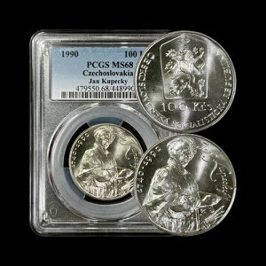 �`�F�R�X���o�L�A�B 1990�A100 �R�����A�V���o�[ - PCGS MS68 - �g�b�v �|�b�v ?? Kupeck?