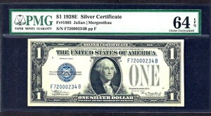 ???? KEY NOTE 1928E $1 S/C ??JULIAN & MORGENTHAU?? PMG CH UNC 64 EPQ f炵!
