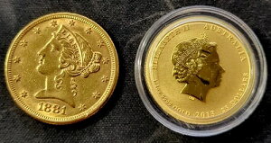 バルク希少金貨ロット 2013 1/4オンス ゴールド ウォー パシフィック 1881 $5 ゴールド リバティ ハーフイーグル