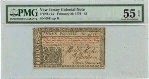 1776N220 3|h j[W[W[ RjA NJ-174 PMG AU55 EPQ Pop 3/6