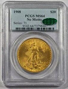 1908�N P �_�u���C�[�O�� �Z���g�S�[�f���Y PCGS MS-64 ���b�g�[�Ȃ� CAC
