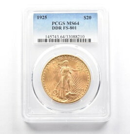 1925年 20ドル セント・ゴーデンズ ゴールド ダブルイーグル DDR FS-801 MS64 PCGS *0621