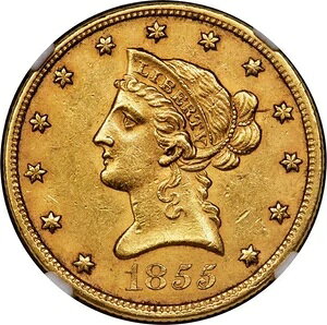 1855�N �C�[�O�� - ���b�g�[�Ȃ� $10 NGC MS61