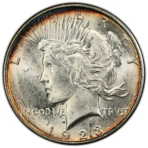 1923年-D ピースダラー PCGS MS66 ホワイトジェム 魅力的な金色の周辺部トーン