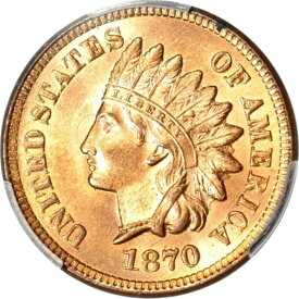1870年 1C 浅い北インドセント PCGS MS65RD (写真シール/CAC)