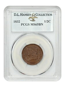 1832 1/2C PCGS MS65BN ex: D.L. nZ