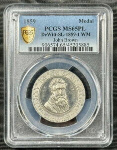 1859�N �f�E�B�b�g SL-1859-1 WM �W�����E�u���E�� �o�b�O�w�b�h �n���O�}�����_�� PCGS MS65 PL �g�b�v�|�b�v