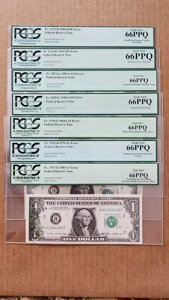 $1-$2-$5-$10-$20-$50-$100 FRN �G���[ �m�[�g PCGS66PPQ