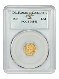 1857 G$1 PCGS MS66 ex: D.L. nZ