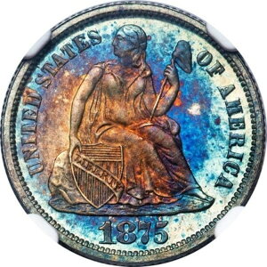 1875 �N�v���[�t �V�[�e�b�h ���o�e�B �_�C�� PF 65 ���ٓI�ȁA���ɗނ����Ȃ��g�[���̃����X�^�[!