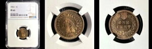 1862 1C NGC PR65-�󏭂Ȓᒒ����550���C���f�B�A���w�b�h�X���[���Z���g---