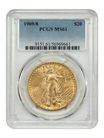1909/8 $20 PCGS MS61 - St. Gaudens $20 - 人気＆希少オーバーデート