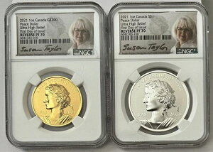 2021 �J�i�_ 1�I���X G$200 & S$1.00 �s�[�X�����o�e�B �E���g�� HR Rev PF70 (FDOI) �T�C�� COA