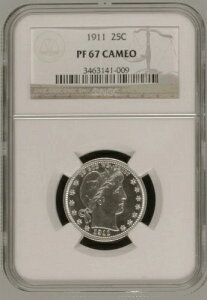 1911 NGC PR67 CAMEO 543 ���� -- 3�ԖڂɒႢ�v���[�t �o�[�o�[ �N�H�[�^�[ -- �� 25C
