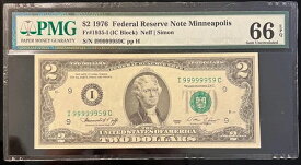 1976 $2 FRN (I 99999959 C) ほぼ確実に高いシリアルナンバー、セブン・オブ・ア・カインド！すごい！