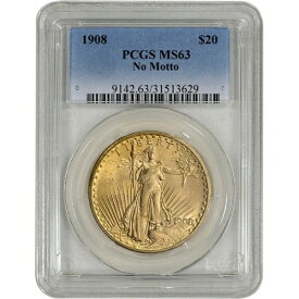 20ドル 1908 MS63 PCGS セント・ゴーデンズ ダブルイーグル - 1908年 モットーなし 米国ゴールド