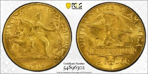 1915-S パナマ・パシフィック記念金貨 2.50ドル PCGS MS66 (54896302)