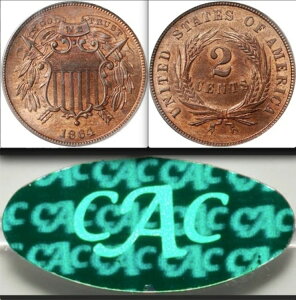 1864 NGC MS65RB CAC �X���[�����b�g�L�[ 2�Z���g�d�� �� 2C �X���[�����b�g�o���G�e�B
