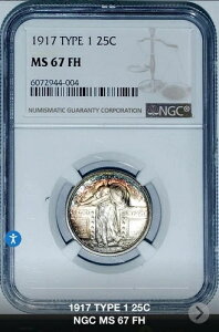 1917�N�� �X�^���f�B���O�E���o�e�B 25�Z���g Ty 1 NGC MS67FH PQ+ �E���g���W�F�� ���C���{�[ �t�@�C�l�X�g EBay�ɂ�