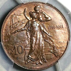 1911�N PCGS MS 64 �C�^���A 10�Z���e�V�~�����L�OBN�R�C�� (24082402C)