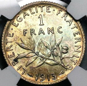 1913�N NGC MS 64 �t�����X 1�t���� �T���[ �~���g �X�e�[�g �p�� �V���o�[ �R�C�� (24121802C)