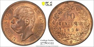 �C�^���A 1894�N �N�[�p�[�R�C�� 10�Z���e�V�~ �E���x���g1�� BI���m�O���� PCGS MS64