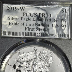 2019-W 1�h�� ���o�[�X �v���[�t �V���o�[ �C�[�O�� ? PCGS PR-70 ?COIN PRIDE 2 NATIONS?TRUSTED?