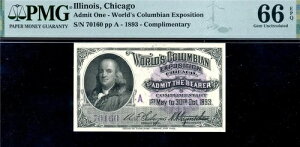 HGR 1893 万博チケット - 万国博覧会 ((FRANKLIN-A)) PMG GEM UNC 66EPQ