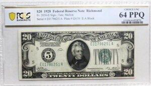 1928N 20hD FRN RICHMONDAV[APCGS 64 PPQ Fr 2050-E 