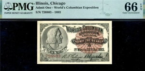 HGR 1893 万博チケット - 万国博覧会 ((コロンバス)) PMG GEM UNC 66EPQ