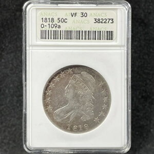 1818�N 50�Z���g �L���b�v�h�o�X�g �n�[�t�h�� O-109a �`���C�X ���ɗǍD��ANACS �\�[�v�{�b�N�X VF 30