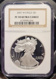 2007-W プルーフ アメリカン シルバー イーグル NGC PF 70 ウルトラ カメオ