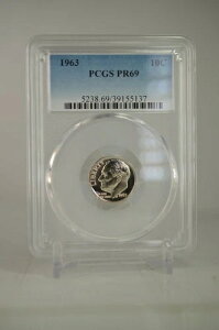PR69 1963 90% �V���o�[ ���[�Y�x���g �_�C�� PCGS �O���[�h 10 �Z���g �v���[�t �R�C�� US PR 69 ��~�`