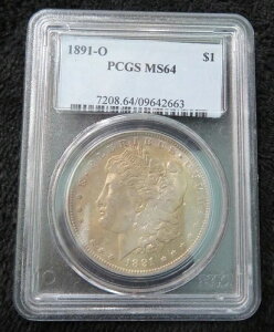 1891 O モルガン銀貨 * PCGSグレード MS64 * きれいなナチュラルトーンカラー