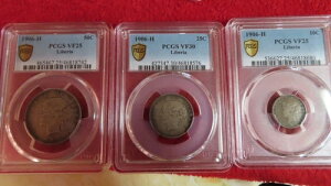 1906�N ���x���A��� 50�Z���g�A25�Z���g�A10�Z���g PCGS VF 25 & VF30 �R�C���Z�b�g