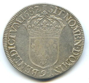 Louis XIV ECU a La Tie 1er ^Cv 1682 k