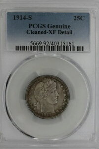 1914-S .25 PCGS 純正クリーニング済み-XFディテール バーバークォーター