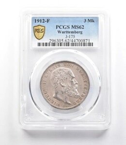 1912�N F �������e���x���N 3�}�[�N J-175 MS62 PCGS *2638