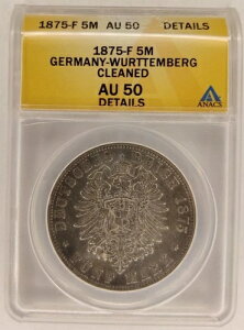 1875 F 5�}�[�N PCGS �V���o�[ �����������e���x���N AU 50 �ڍ׃N���[�j���O�ς� ANACS 2B