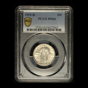 1919-D 25�Z���g �X�^���f�B���O ���o�e�B �N�H�[�^�[ PCGS MS62 - �č���������