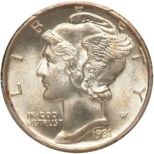 1931-D PCGS MS67FB 4ԖڂɏȂ }[L[_CVo[ 10Zg