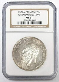 1904 A ドイツ 5 マーク・シャウムブルク・リッペ NGC MS 61