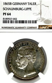 ドイツ諸州 シャウムブルク＝リッペ 1865年 ターラー貨幣 ターラー NGC PF 64 PP/プルーフ 希少
