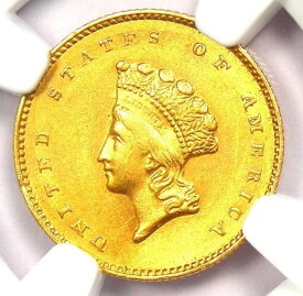 1855-O タイプ2 インド金貨（G$1コイン） - NGC 未流通詳細（UNC MS）