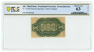 FR-1255SP čʉ 10Zg ʌ{ PCGS UNC 63 ڍ